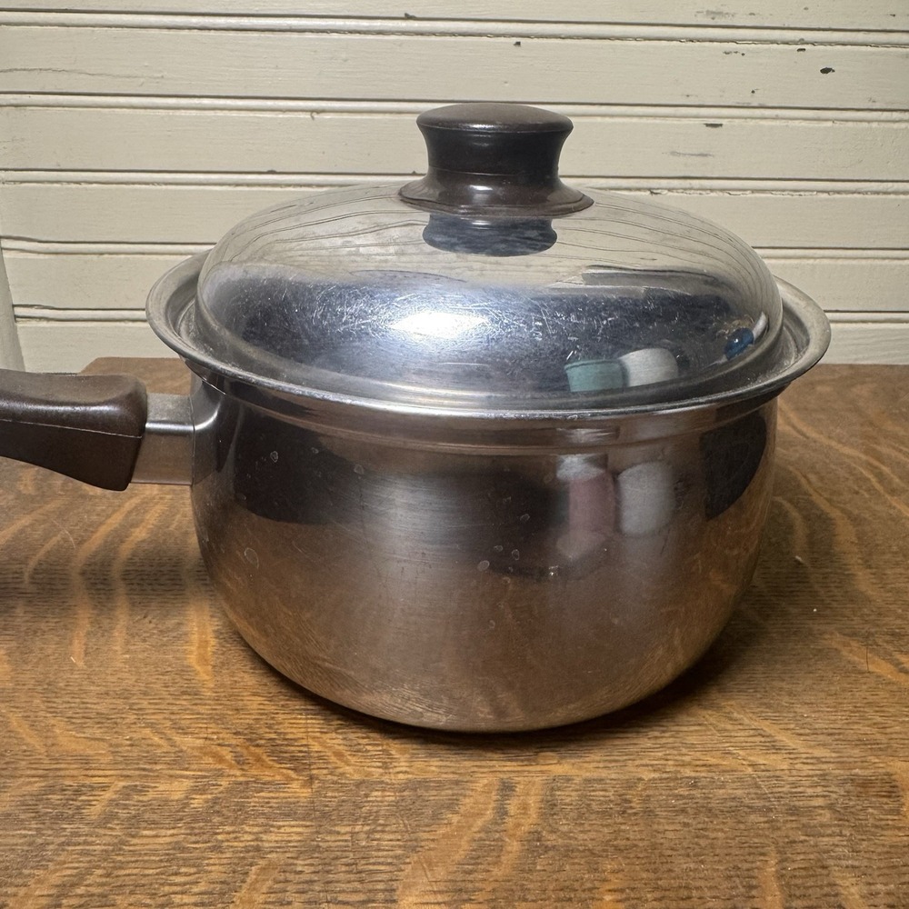 Vintage Sears 2.5 Qt Stainless Steel Saucepan Pot Lid Belgium 541-5035